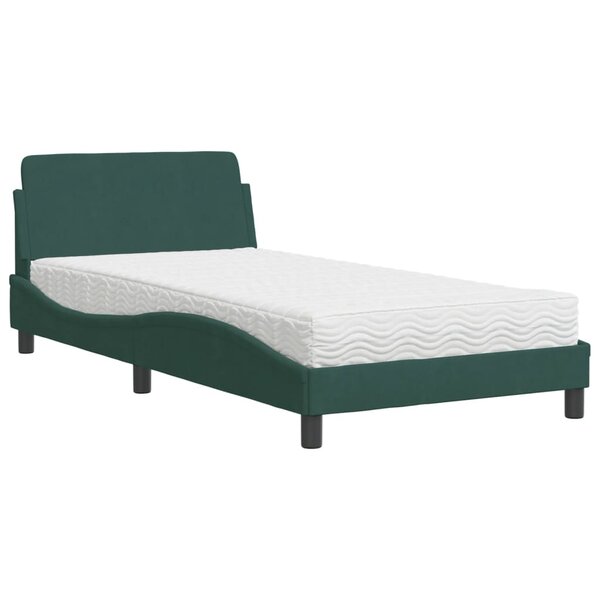 vidaXL Lit avec matelas vert foncé 100x200 cm velours