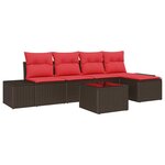 vidaXL Ensemble de canapé de jardin 6 Pièces Marron polyrotin