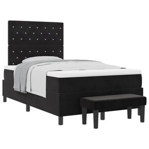 vidaXL Lit à ressorts avec coussin Noir 190 x 120 cm Velours