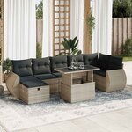 vidaXL Salon de jardin 8 Pièces avec coussins gris clair résine tressée