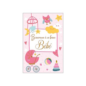 Carte De Voeux - Naissance - Bienvenue à ce beau bébé - Rose