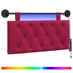vidaXL Tête de lit suspendue Avec lumière LED Bordeaux Velours