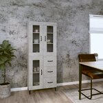 vidaXL Buffet haut Gris béton 69 5x34x180 cm Bois d'ingénierie