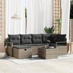 vidaXL Ensemble de canapé de jardin avec coussin 7 Pièces Gris Poly rotin