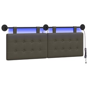 vidaXL Tête de lit suspendue Avec lumière LED Gris Simili cuir