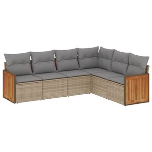 vidaXL Salon de jardin avec coussins 6 Pièces beige résine tressée