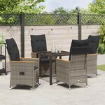 vidaXL Ensemble de salle à manger pour jardin 5 Pièces Gris Poly rotin