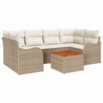 vidaXL Ensemble de canapé de jardin 7 Pièces Beige Poly rotin