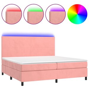 vidaXL Sommier à lattes de lit et matelas LED Rose 200x200 cm Velours