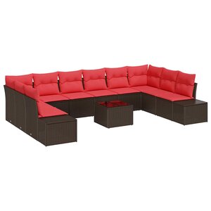 vidaXL Ensemble de canapé de jardin 11 Pièces Marron polyrotin