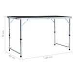 vidaXL Table pliable de camping Gris Aluminium 120x60 cm