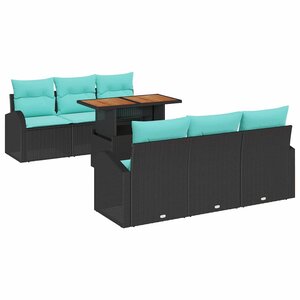 vidaXL Ensemble de canapé de jardin 7 Pièces Noir Poly rotin