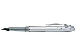 Feutre plume tradio trj74 corps gris alu encre noire x 12 pentel