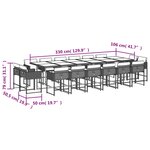 vidaXL Ensemble à manger de jardin 17 Pièces et coussins résine tressée