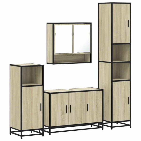 vidaXL Ensemble de meubles de salle de bain 4 Pièces chêne sonoma