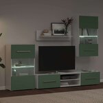 vidaXL Meubles TV avec lumière LED 5 Pièces vert olive bois d'ingénierie