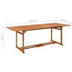 vidaXL Table à dîner de jardin 220x90x75 cm Bois d'acacia massif