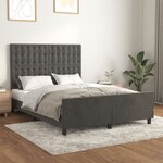 vidaXL Cadre de lit avec tête de lit Gris foncé 140x200 cm Velours