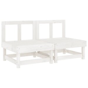 vidaXL Canapés centraux de jardin 2 Pièces blanc bois de pin massif