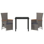 vidaXL Ensemble de salle à manger pour jardin 3 Pièces Gris Poly rotin