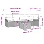 vidaXL Ensemble de canapé de jardin 6 Pièces Noir Poly rotin