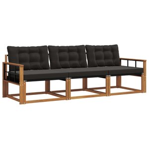 vidaXL Ensemble de canapés d'extérieur 3 pc Naturel et Noir