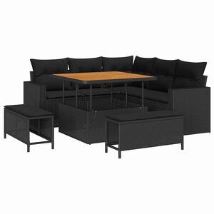 vidaXL Ensemble de canapé de jardin 8 Pièces Noir polyrotin