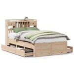 vidaXL Lit bibliothèque sans matelas 135x190 cm bois de pin massif