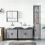 vidaXL Ensemble de meubles de salle de bain 4 Pièces Sonoma gris