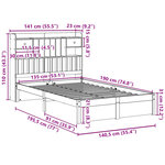vidaXL Lit bibliothèque sans matelas 135x190 cm bois de pin massif