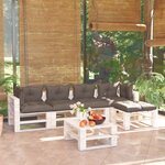 vidaXL Salon palette de jardin 6 Pièces avec coussins bois de pin