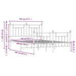 vidaXL Cadre de lit métal sans matelas et pied de lit blanc 140x200 cm