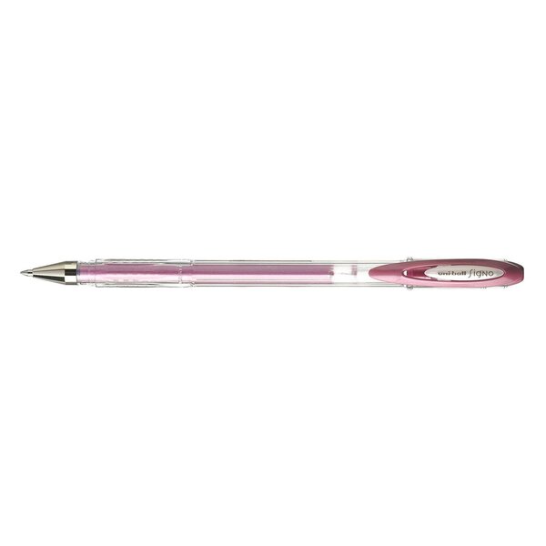 Roller encre gel Signo UM120NM pointe moyenne 0,7mm rose métal x 12 UNI-BALL