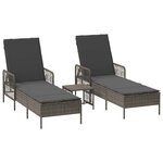 vidaXL Chaise longue avec coussin 2 Pièces Gris 35 x 35 x 32cm polyrotin