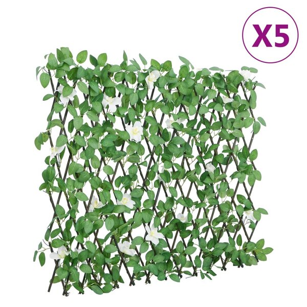 vidaXL Treillis de lierre artificiel extensible vert 5 Pièces 186x30 cm