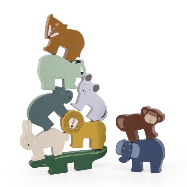 Jeu d'empilage d'animaux en bois