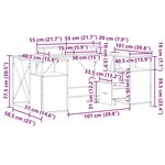 vidaXL Bureau Chêne noir 182 x 101 x 87.5 cm Bois d'ingénierie