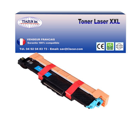 Toner compatible avec Brother TN247 pour Brother MFC-L3750CDW  MFC-L3770CDW Cyan - 2 300 pages - T3AZUR