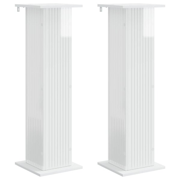 vidaXL Support de Plante 2 pc Blanc brillant 30 5 x 30 x 100 5 cm