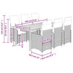 vidaXL Ensemble de bistro de jardin 7 Pièces coussins gris poly rotin