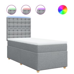 vidaXL Sommier à lattes de lit et matelas Gris clair 90x190 cm Tissu