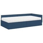 vidaXL Cadre de lit d'angle avec matelas Autre 2 Pièces Bleu tissu