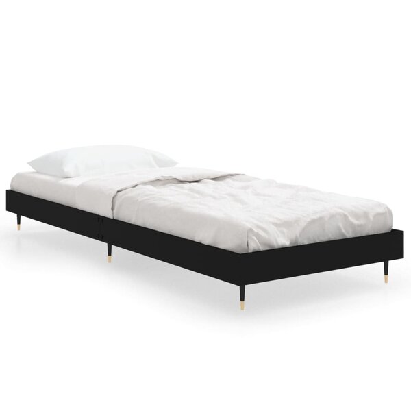vidaXL Cadre de lit noir 75x190 cm bois d'ingénierie