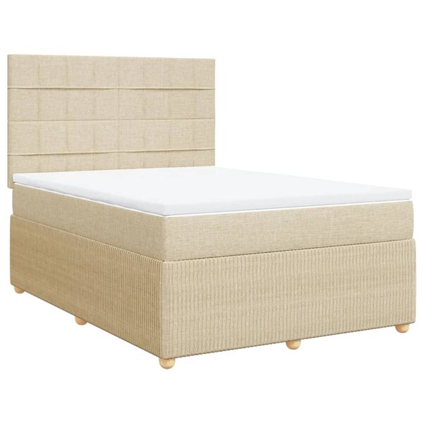 vidaXL Sommier à lattes de lit avec matelas Crème 140x200 cm Tissu