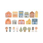 Blocs de ville en bois- Maisons  personnages et accessoires