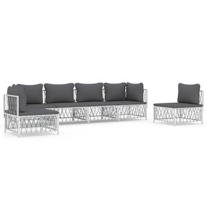 vidaXL Salon de jardin avec coussins 6 Pièces blanc acier