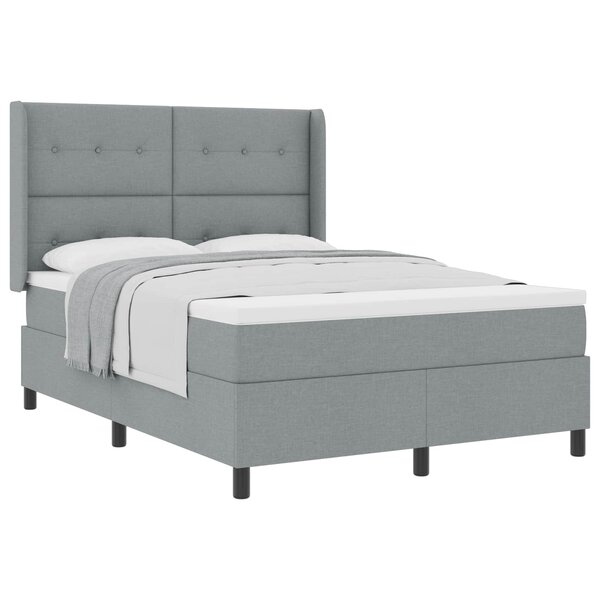 vidaXL Lit à ressorts avec matelas Gris clair 140 x 200 cm tissu
