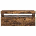 vidaXL Meuble TV avec lumières LED Chêne fumé 90x35x40 cm