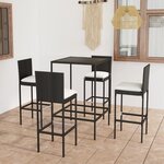vidaXL Ensemble de bar de jardin 5 Pièces et coussins Résine tressée Noir