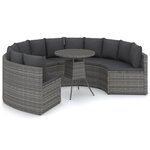 vidaXL Salon de jardin 7 Pièces avec coussins Résine tressée Gris